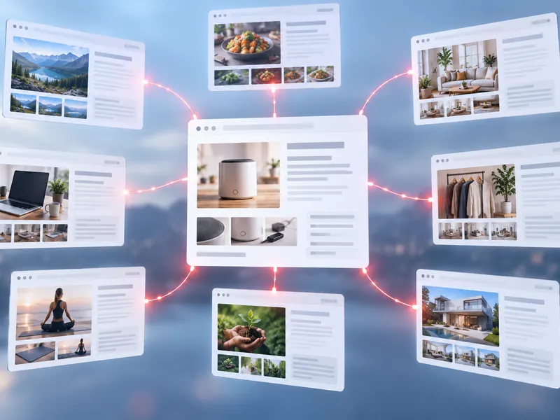 Illustration: pages of thematic sites linked together.