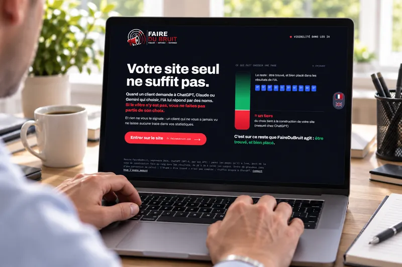 A computer open on the FaireDuBruit website.